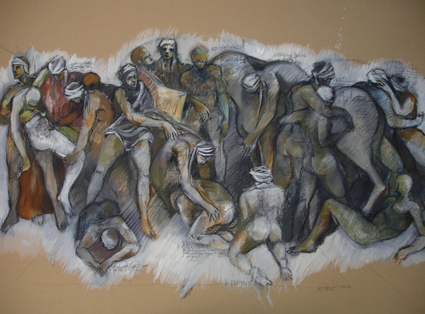 AFFRONTEMENT 2009 120x80 HUILE SUR CARTON